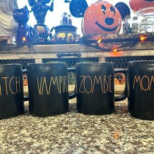 Rae Dunn Black Halloween Mugs Set
